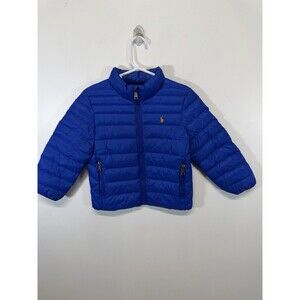 Polo Ralph Lauren Boys Water Repellent Packable Jacket  Puffer Blue Sz 4T